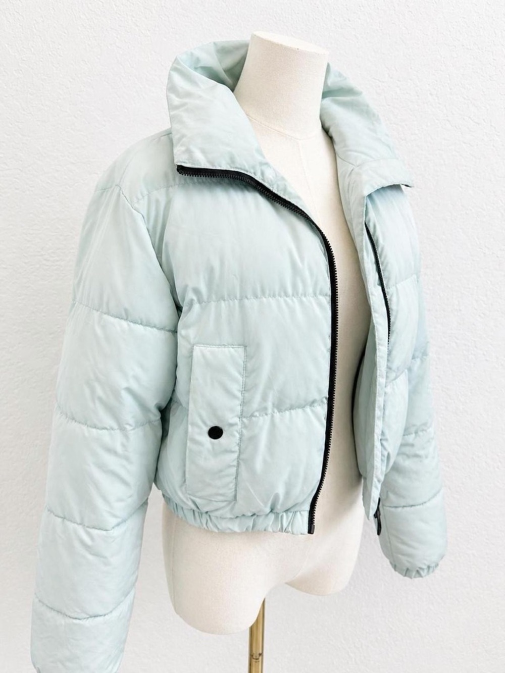Garage Mint Green Cropped Puffer Jacket - Picture 3 of 6